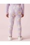 Girls Lilac Floral Printed Rib Leggings - 3