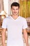 Poky Men's V-Neck Half Sleeve White Singlet Undershirt Single - 2