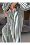 3 Striped Detail Velvet Suit - 6
