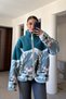 Mountain Pattern Zippered Jacket Mint
