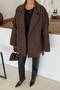 Women's Brown Double-Breasted Collared Belted Short Oversized Trench Coat - 3