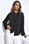 Textured Satin Shirt with Closure Detail