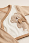 Newborn Cotton 5-Piece Boxed Hospital-Issued Teddy Bear Embroidered Striped Baby Set 0-3 Months - 2