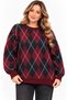 Women's Diamond Patterned Crew Neck Knitwear Sweater - 3