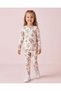 Girls White Floral Printed Rib Leggings - 2