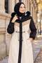 Plush Lined Colorful Garnished Coat Black Hm2963 - 2