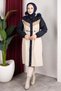 Plush Lined Color-Decorated Coat Lacviert Hm2963 - 6