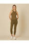 Women Olive Plain Cropped Leggings - 2