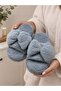 Bow Detailed Plush House Slippers Soft Insole Winter House Slippers Dowry Slippers Gift - 2