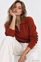 Women's Tile Polo Collar Long Sleeve Knitwear Blouse - 3