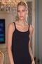 Women's Black Lycra Double Ribbed Strap Tank Top