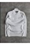 Zippered Long Sleeve Knit Sweater - 2
