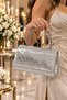 Women's Glittery Evening Dress Handbag – Special Occasion and Event Bag with Metal Handle and Broken Glass Pattern - 5