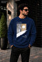 Men's Walking Man Landscape Graphic Crew Neck Casual Regular Fit Sweatshirt