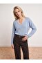 V-Neck Draped Mercerized Sweater - 4