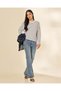 Women Grey And White Striped Long Sleeve T Shirt - 5