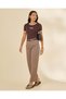 Women Brown Contrast Rib T-Shirt - 5