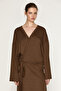 Ibarra Women's Soft and Flexible Fabric Waist-Tie Long Brown Kimono - 2