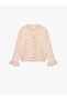 Ruffled Long Sleeve Buttoned Crew Neck Knitwear Cardigan - 5