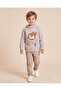 Boys Beige Hooded Applique Sweatshirt - 2