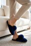 Women's Navy Blue Pompom Detailed Plush Winter House Slippers 3 cm Byndtpwrpon01 - 4