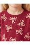 Girls Burgundy Bow All Over Print Jogging Set - 3