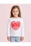 Girls White Heart Printed T-Shirt