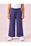 Girls Navy Plain Wide Leg Pants