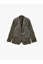 Long Sleeve Viscose Blend Pocketed Buttoned Mono Collar Blazer Jacket
