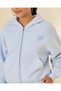 Women Blue Cropped Zip-Up Hooded Sweatshirt - 4