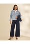 Woman Blue Striped Polo T-Shirt - 2