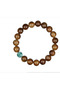 Sandalwood and Turquoise Stone Bracelet, 8 mm Wooden Beads, Handmade Yoga Jewelry. - 3