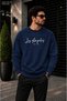 Men's Los Angeles Calligraphy Written Crew Neck Casual Regular Fit Sweatshirt