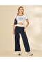 Women Navy Wide-Leg Active Trousers - 2