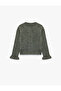 Ruffled Long Sleeve Buttoned Crew Neck Knitwear Cardigan - 2