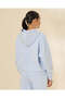 Women Blue Cropped Zip-Up Hooded Sweatshirt - 3