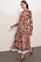 Bdart Buttoned and Belted Detail Crew Neck Maxi Dress - 4