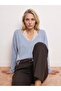 V-Neck Draped Mercerized Sweater - 2