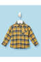 Infant Boys Navy And Mustard Checkered Flannel Shirt