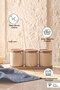 Esmer 3-Piece Porcelain Spice Jar Set with Wooden Lid, Spoon and Tray 10 cm - 3