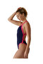 Women's Training Swimsuit Wide Strap Open Back Solid Navy Pink - 4