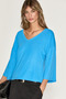 Orina women's v-neck casual blue blouse - 2