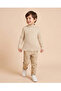 Boys Brown Striped High Neck T-Shirt - 2