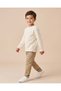Boys Cream Textured Jacquard Long Sleeve T-Shirt - 2