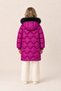 Girl's Hooded Fur-Lined Long Quilted Winter Puffer Coat - Cherry - 4
