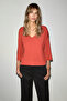 Orina women's v-neck casual brick red blouse - 2