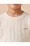 Boys Cream Textured Jacquard Long Sleeve T-Shirt - 3