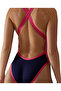 Women's Training Swimsuit Wide Strap Open Back Solid Navy Pink - 7