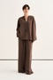 Women's Modal Loose-Fit Trouser Suit Striped Brown