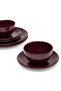 18 Piece Stoneware Dinner Set - Dishes, Plates - Dinner Plate, Side Plate, Bowl - Serves 6 - Wine Wine - 4